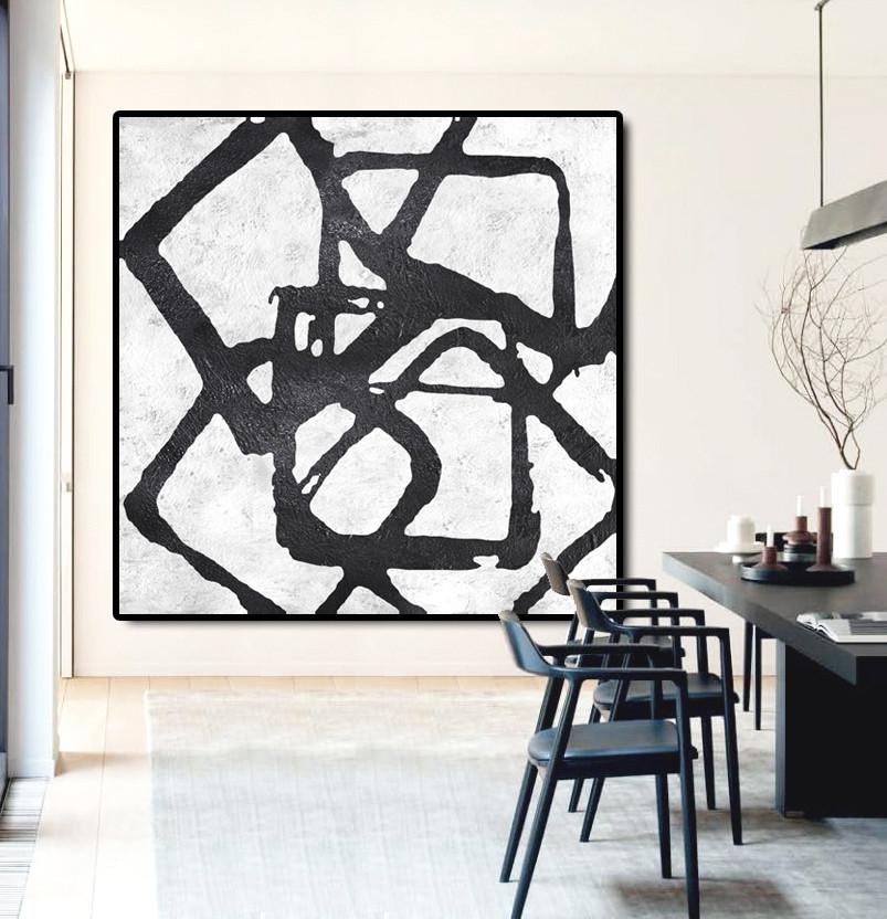 Minimal Black and White Painting #MN17A - Click Image to Close